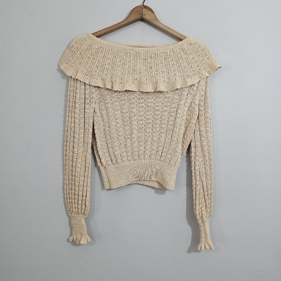 Free People Crazy In Love Beige Linen Knit Sweater - Picture 1 of 4